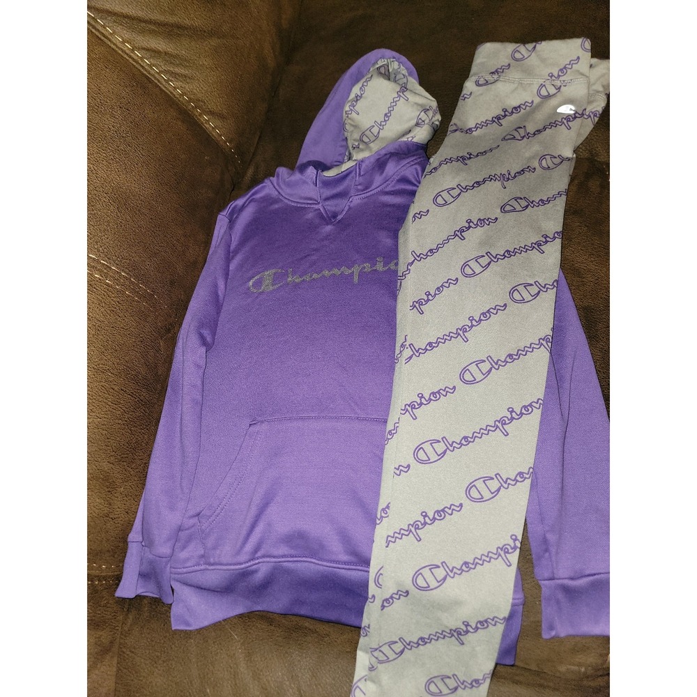 Champion athletic apparel purple sweatshirt and‎ leggings outfit size kids 10 12
